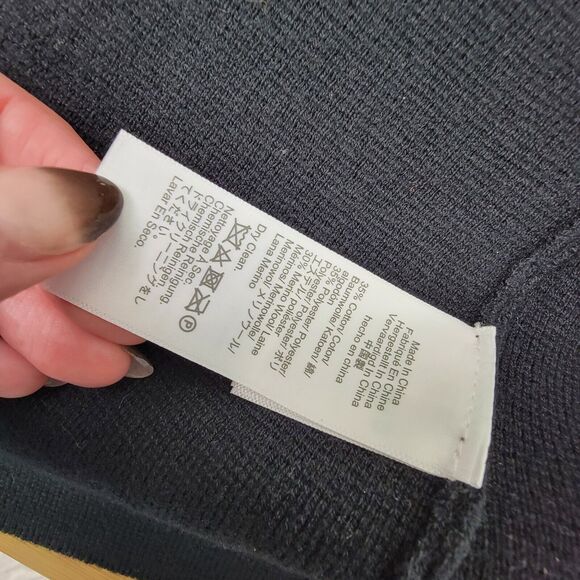 J.CREW Sweater Blazer Black Relaxed Cardigan Size XL Preppy Open Front Neutral - Picture 4 of 4